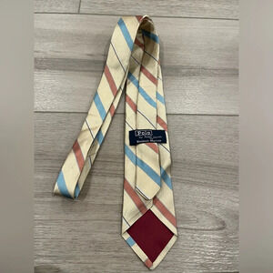 Vintage 60s Ralph Lauren Tie For Neiman-Marcus Silk 70s Early Rare Polo Stripes